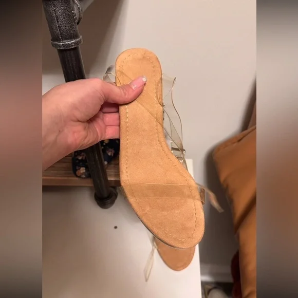 Transparent Strap Tan Heels - Picture 3 of 5